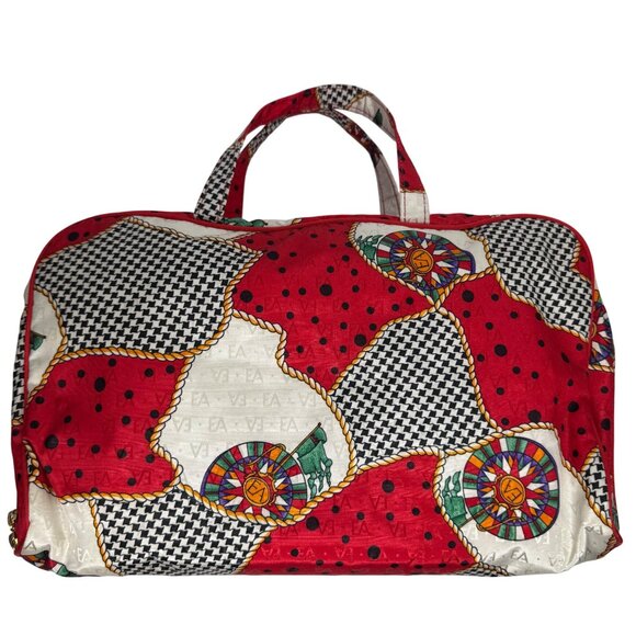 Vintage Elizabeth‎ Arden Red & Black Patchwork Travel Bag Makeup Cosmetic Bag - Picture 7 of 9